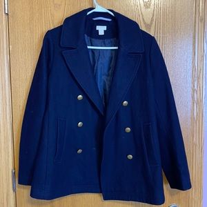 J Crew Navy Blue Wool Coat 8